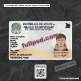 Angola ID Card PSD V1 front view document preview available for download