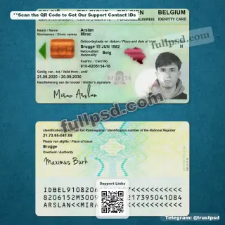 Belgium Adult ID Card PSD File