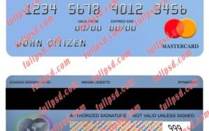 Albania Credins bank mastercard psd template