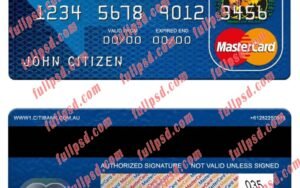 Australia Citibank mastercard psd template