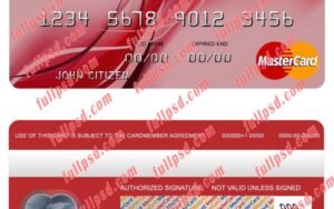Bahamas FirstCaribbean International bank mastercard psd template