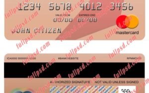 Bangladesh Rupali bankmastercard psd template