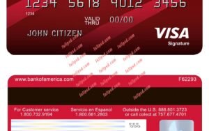 download USA Bank of America Visa card psd template