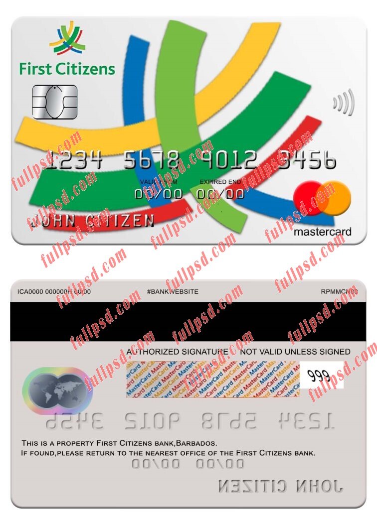 Barbaros first Citizens bank Mastercard psd template