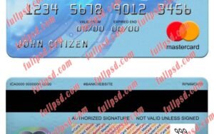 Belgium KBC bank mastercard psd template