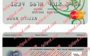 Belize State strret bank mastercard psd template