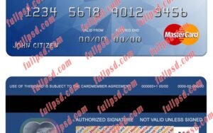 Bostwana ABC bank mastercard psd template