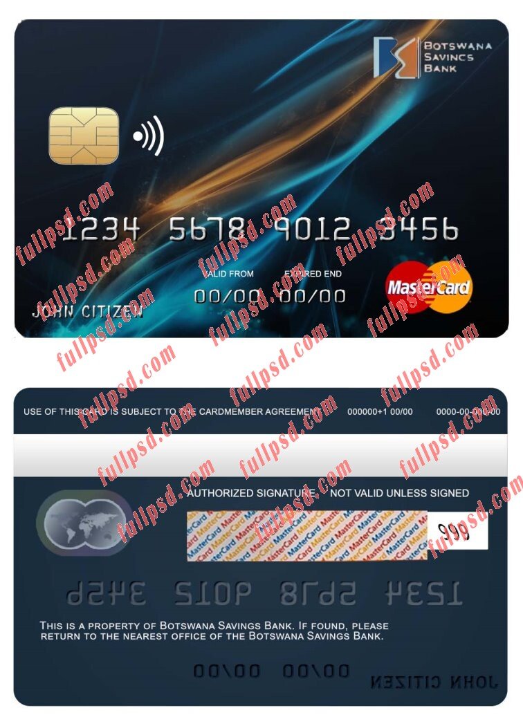 Botswana Savings bank mastercard psd template