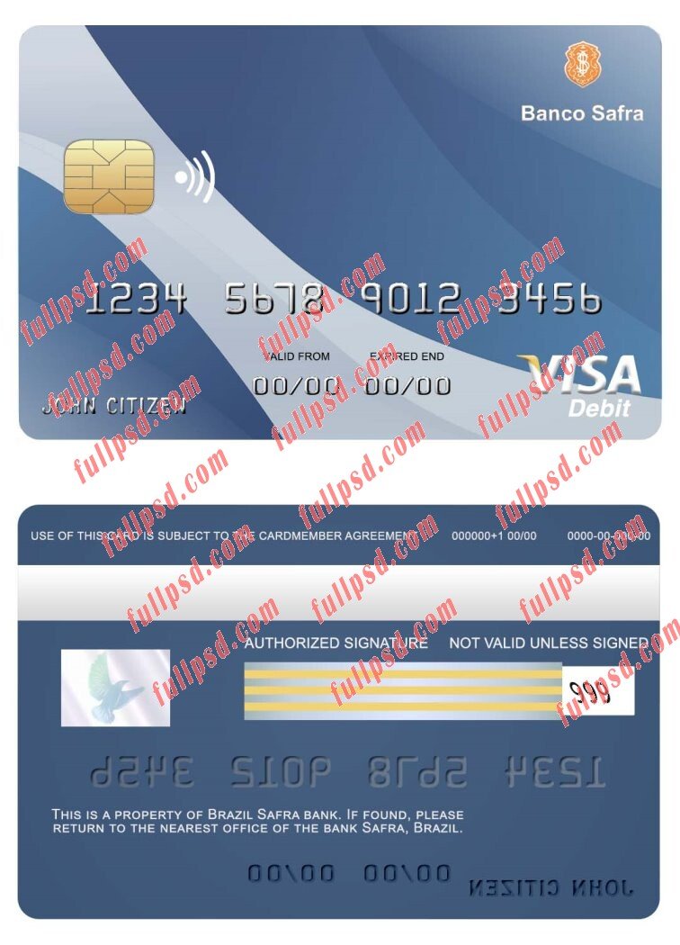 download Brazil Safra bank visa card psd template