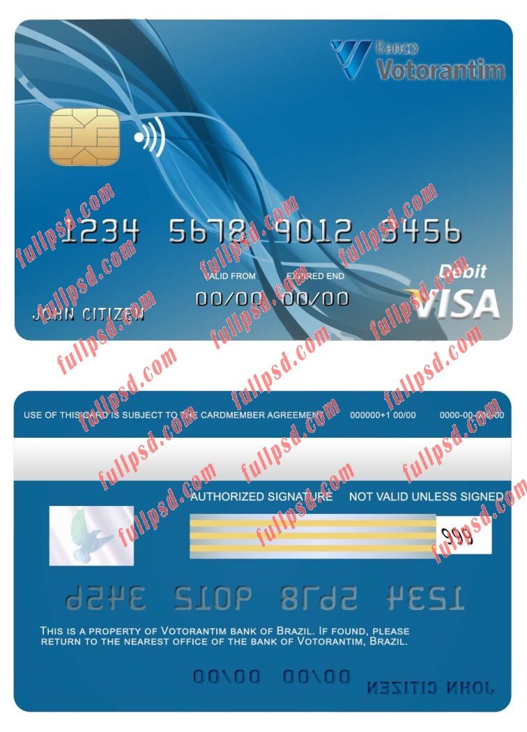 download Brazil Votorantim bank visa card psd template
