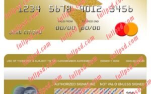 Cambodia Acleda bank mastercard psd template