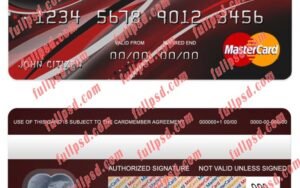 Canada Nova bank mastercard psd template