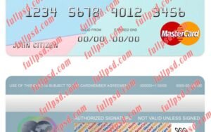 Costa Rica Improsa bank mastercard psd template