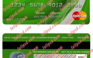 Costa Rica lafise bank mastercard psd template