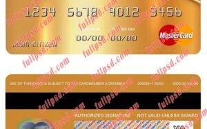 Cuba Nacional bank mastercard psd template