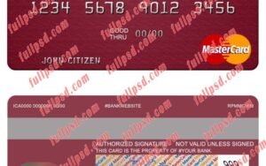 Ecuador Banco del Austro mastercard psd template
