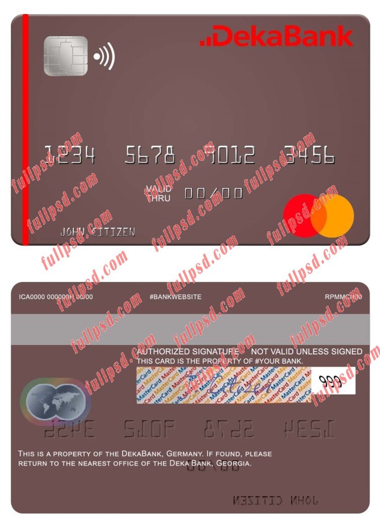Germany Deka Bank mastercard psd template