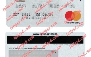 Greece Alpha Bank mastercard version 2 psd template