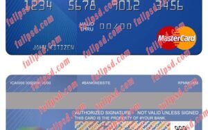 Guyana Bank of Baroda mastercard psd template