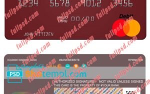 Hawaii First Hawaiian Bank mastercard psd template