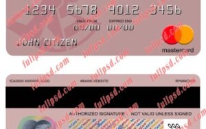 Hawaii Hawaii National Bank mastercard psd template