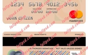 Honduras Banco de Occidente mastercard psd template