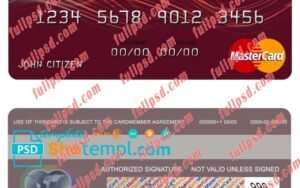 Hong Kong Bank of East Asia mastercard psd template