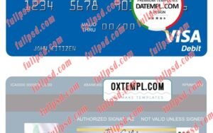 download India Indian Overseas Bank visa debit card psd template