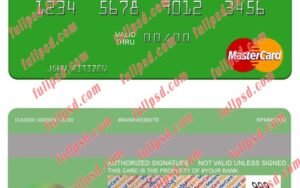 India Punjab and Sind Bank mastercard psd template
