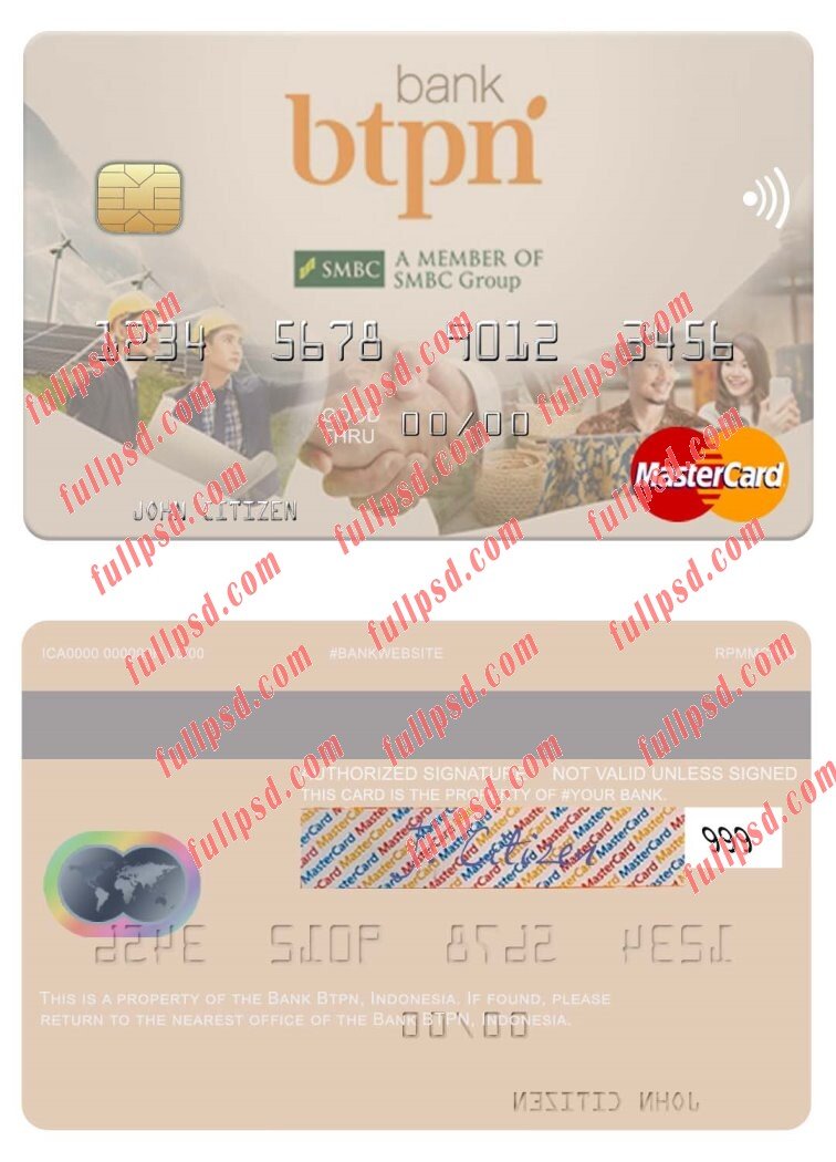 Indonesia Bank BTPN mastercard psd template