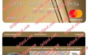 Iran Melli Bank mastercard gold psd template