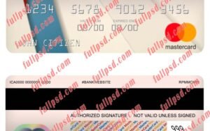 Iraq Kurdistan International Bank mastercard psd template