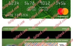 Iraq Rafidain bank mastercard psd template