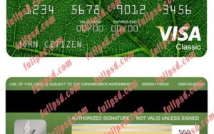 download Iraq Rafidain bank visa classic card psd template