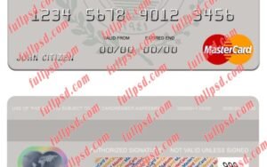 Iraq Rafidian Bank mastercard psd template