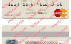Iraq Rasheed Bank mastercard psd template