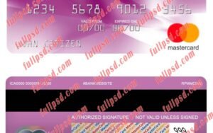 Ireland AIB bank mastercard psd template