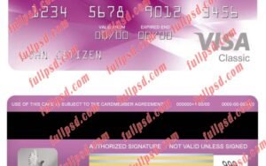 download Ireland AIB bank visa classic card psd template