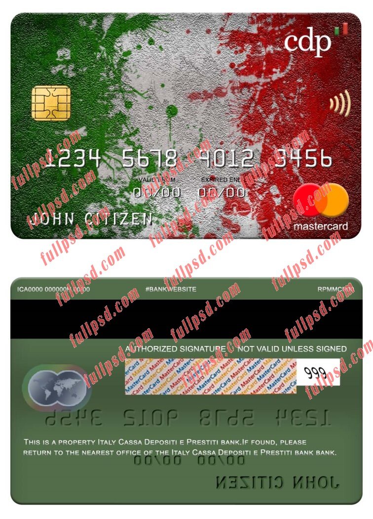 Italy Cassa Depositi e Prestiti bank mastercard psd template