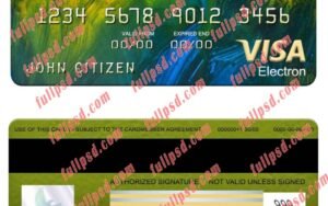download Jamaica National Bank visa electron card psd template