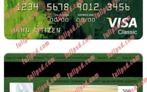 download Japan Post bank visa classic card psd template