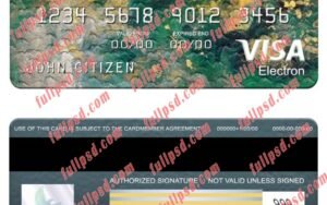 download Kazakhstan Qazkom bank JCB bank visa electron card psd template