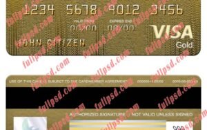 download Kuwait Commercial Bank visa gold card visa gold card psd template