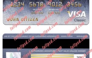 download Kuwait National Bank visa classic card psd template