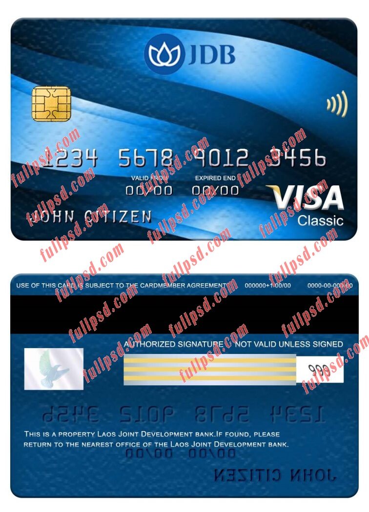 download Laos Joint Development Bank visa classic card psd template
