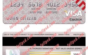 download Latvia Citadele bank visa electron card psd template