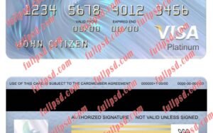 download Lebanon BBAC visa platinum card psd template