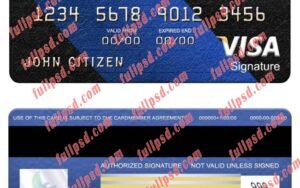 download Lebanon Emirates Lebanon Bank visa signature card psd template