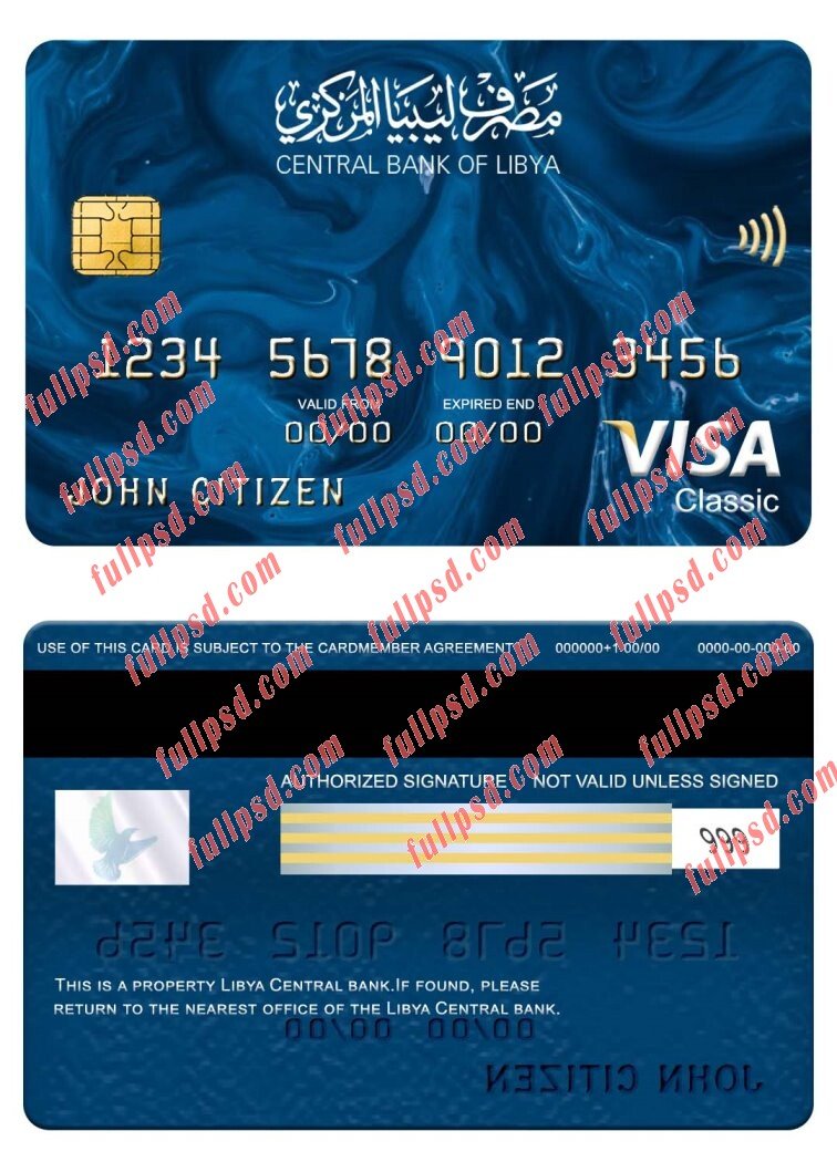 download Libya Central Bank visa classic card psd template