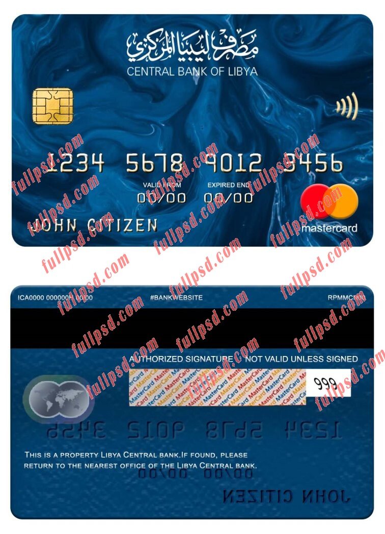 Libya Central bank mastercard psd template